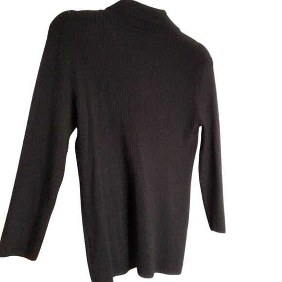 Anne Klein Ribbed Knit Collared Sweater Gold Button Black Women’s Small - Picture 5 of 6